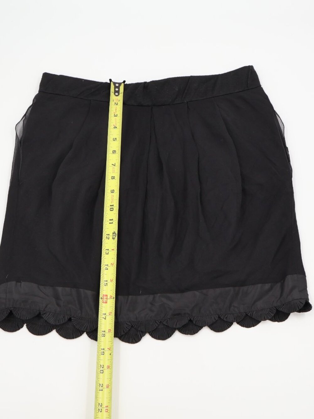 Chloe Mini Skirt Womens IT 40 Black Noir Pleated Scalloped Hem Made in France NW - Picture 2 of 11